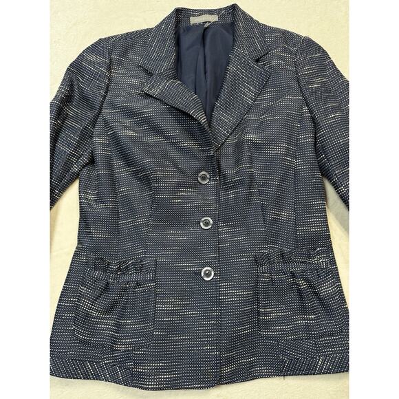 Atelier 3 Button Navy/White Tweed Single Breasted Women’s Blazer Sz10 NWT - Picture 1 of 8